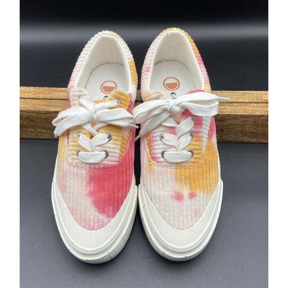 GOOD NEWS OPAL TIE DYE CORDUROY. PINK/ORANGE SIZE US 7 / UK 5 / EU 38 NWOT - Picture 3 of 10